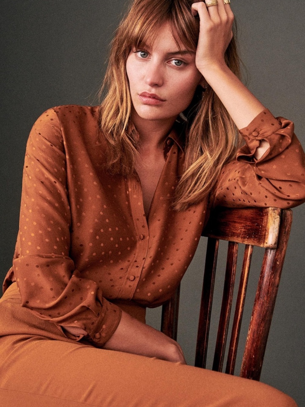 Sezane silk dot Ann shirt
